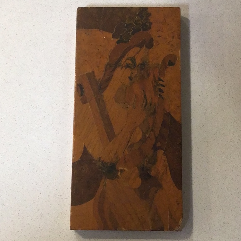 Andrew Szoeke Art Deco Mid Century Modern mixed wood Marquetry Inlay Piece